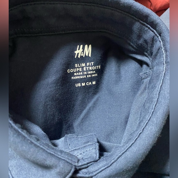 H&M Men’s Navy Blue Slim Fit Polo Medium - Picture 3 of 3